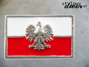 Flaga Polski z orłem przypinka