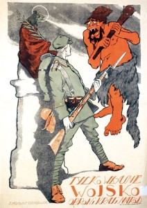 1920 Bitwa Warszawska plakat Tylko własne wojsko obroni kraj i naród - Zygmunt Grabowski