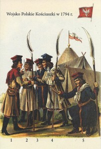 Kosynierzy i żołnierze z gwardii municypalnej miasta Krakowa - rys. Michał Stachowicz