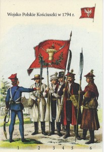 Oficer z kosynierami - rys. Walery Eliasz