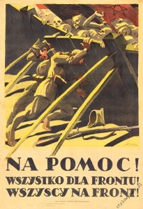1920 Bitwa Warszawska plakat Edmund Bartłomiejczyk NA POMOC! WSZYSTKO DLA FRONTU! WSZYSCY NA FRONT!