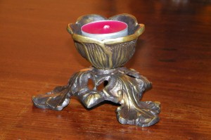 Świecznik z mosiądzu z wkładem