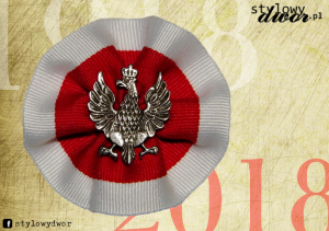 Heraldyczna Kokarda Narodowa z Orłem II RP (z epoki)