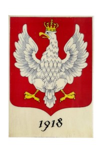 Herb Polski Orzeł wz 1919 na drewnie A7 - magnes