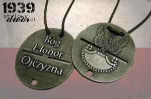 Nieśmiertelnik 1939 - Orzeł oficerski wz. 19 - Bóg, Honor, Ojczyzna