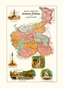 Mapa ogólna Królestwa Polskiego z podziałem na gubernie i powiaty - J.M.Bazewicz