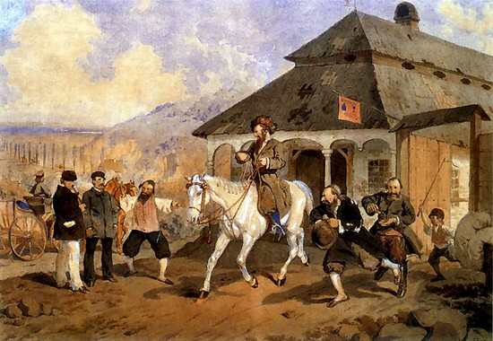 Artur Grottger – Żydzi przed karczmą.