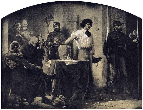 A. Grottger, Losowanie rekrutów, cykl Wojna, 1867